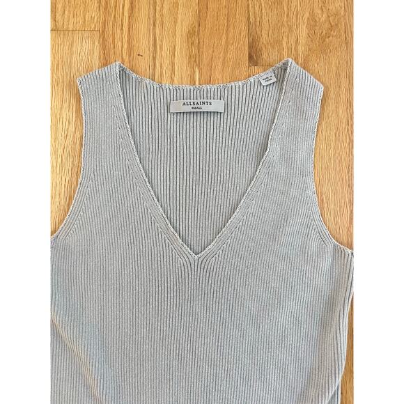 ALLSAINTS Rassa Ribbed drop waist sweater  Dress V-neck, sleeveless, small midi - Picture 4 of 13